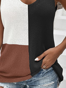 Geometric V Neck Casual Tank Top