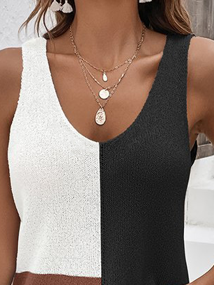 Geometric V Neck Casual Tank Top