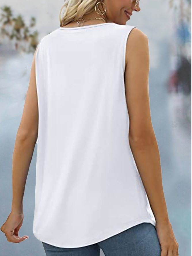 Plain Crew Neck Lace Simple Tank Top