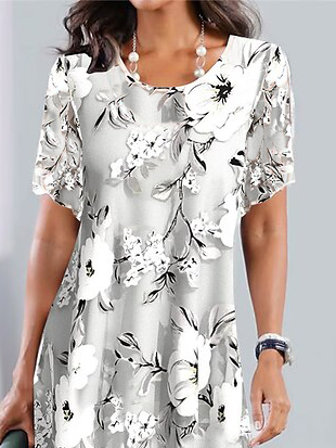 Loose Crew Neck Casual Dress With No Belt