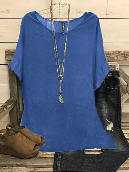 JFN Round Neck Solid Casual Blouse