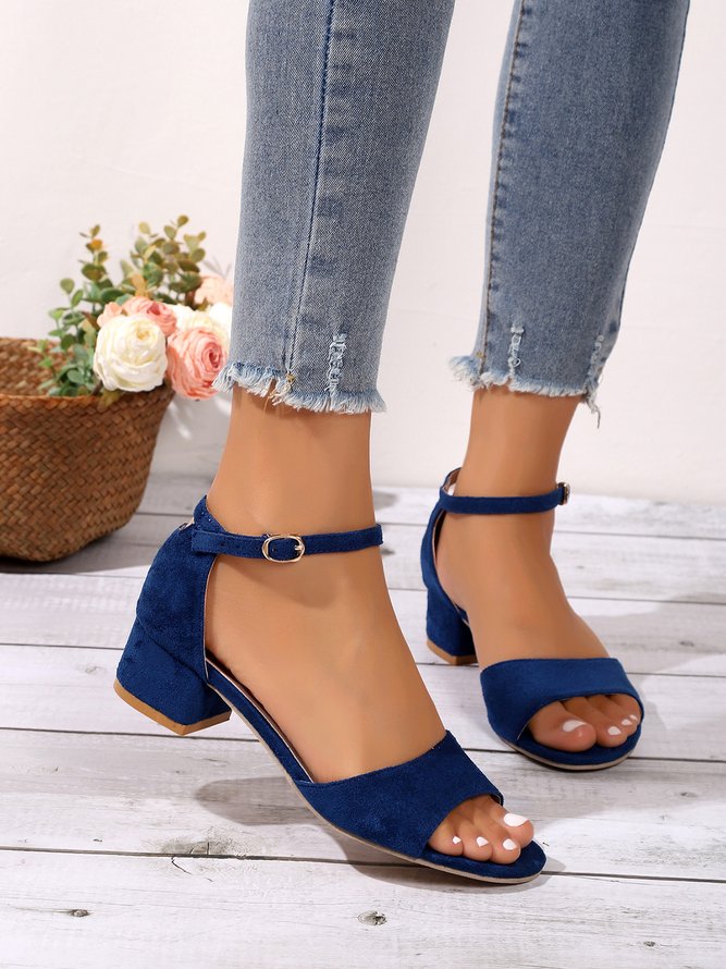 Women Minimalist Adjustable Buckle Block Heel Sandals