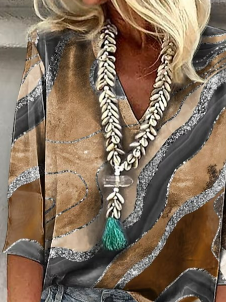 Casual V Neck Ombre Shirt
