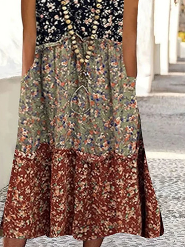 Plus Size Loose Casual Floral Pritned Dress