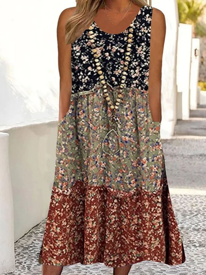 Plus Size Loose Casual Floral Pritned Dress