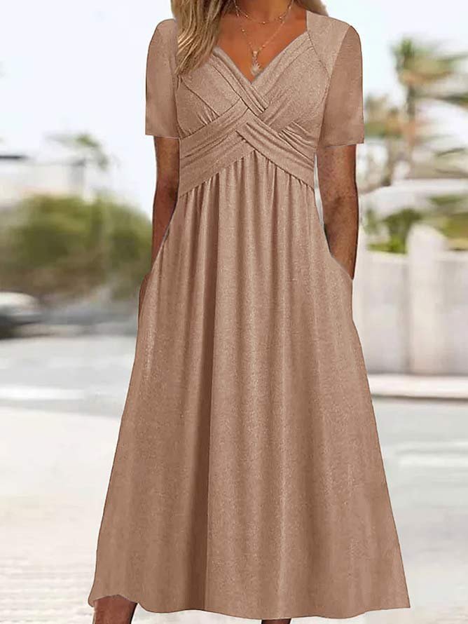 Plain Sweetheart Neckline Regular Fit Casual Dress