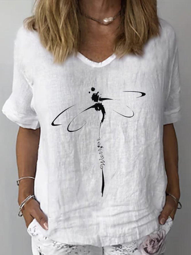 Dragonfly Casual Linen Loose Shirt
