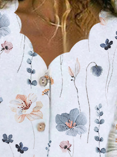 Floral Loose V Neck Knitted Casual Shirt