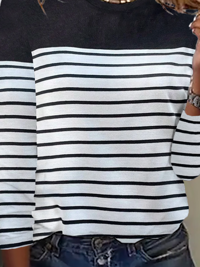 Crew Neck Striped Casual T-Shirt