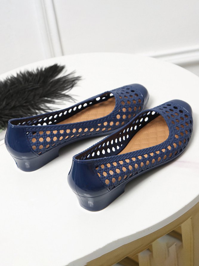 Transparent Waterproof PVC Jelly Glue Hollow Breathable Flat Shoes