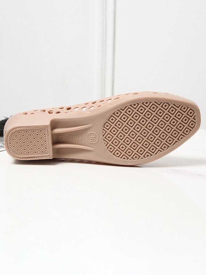 Transparent Waterproof PVC Jelly Glue Hollow Breathable Flat Shoes