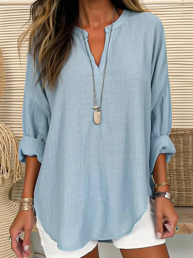 V Neck Casual Loose Shirt