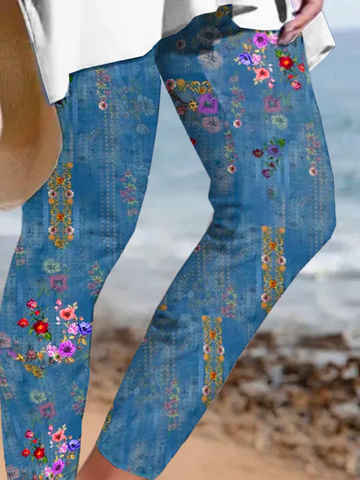 Plus size Tight Floral Casual Leggings