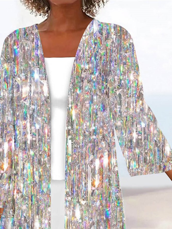 Abstract Casual Loose Long Sleeve Kimono