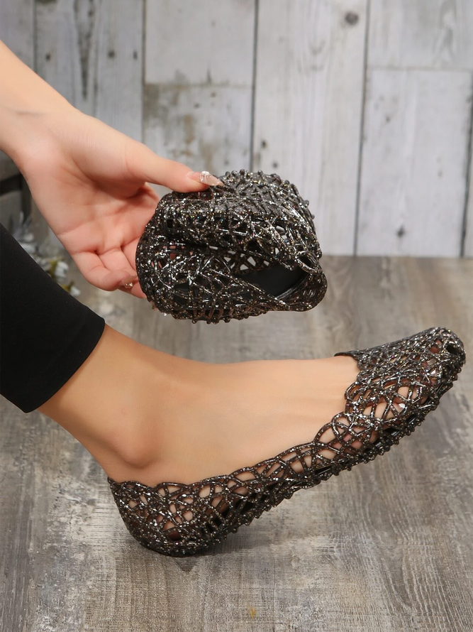Casual Hollow Out Waterproof Flat Shallow Shoes