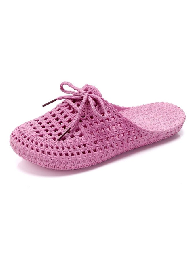 Women Lace Up Hollow Out Waterproof Beach Mules