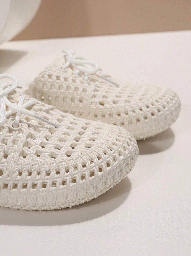 Women Lace Up Hollow Out Waterproof Beach Mules