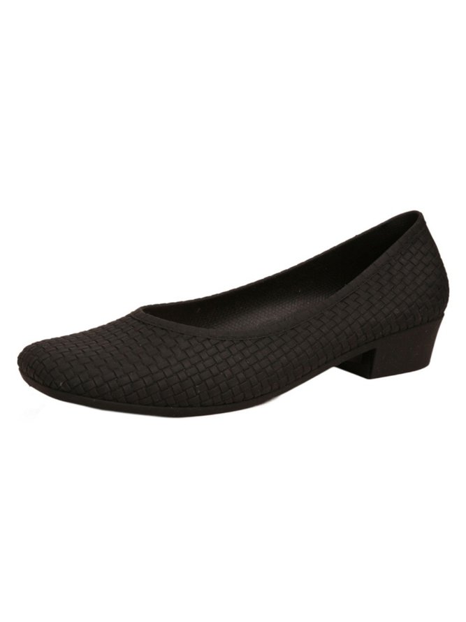 Elegant Geometric Embossed Square Toe Low Heel Shallow Shoes