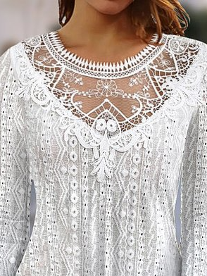 Regular Fit Crew Neck Flare Sleeve Casual Plain Plus Size Shirt