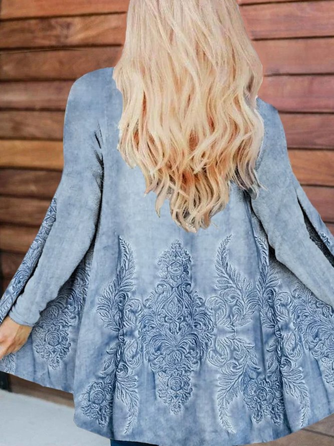 Plus Size Others Random Print Casual Loose Kimono