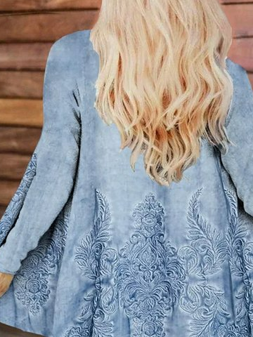 Plus Size Others Random Print Casual Loose Kimono