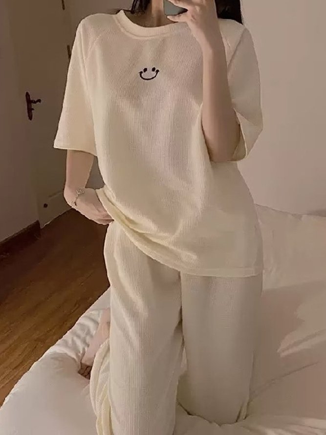Casual Crew Neck Regular Sleeve Lounge Set