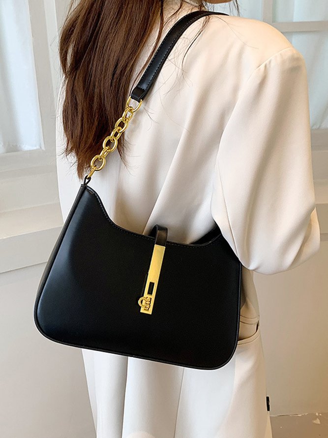 Commuting Simple Lock Buckle Underarm Bag