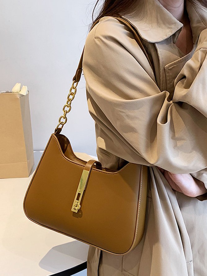 Commuting Simple Lock Buckle Underarm Bag