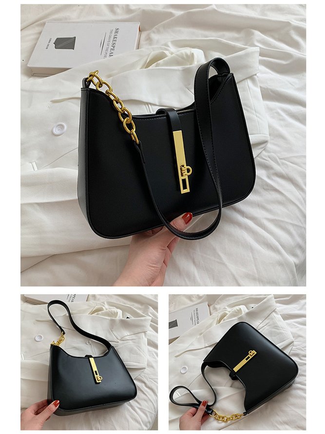 Commuting Simple Lock Buckle Underarm Bag
