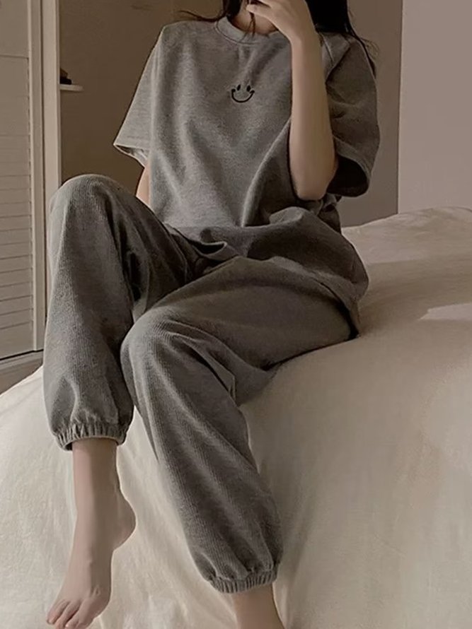 Casual Crew Neck Regular Sleeve Lounge Set