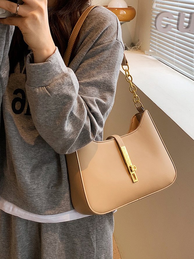 Commuting Simple Lock Buckle Underarm Bag