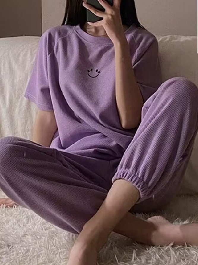 Casual Crew Neck Regular Sleeve Lounge Set