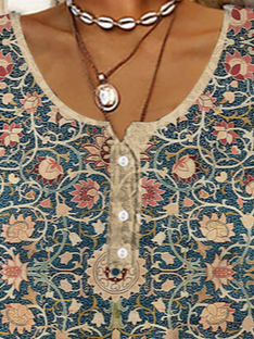 Knitted Crew Neck Casual Ethnic Shirt