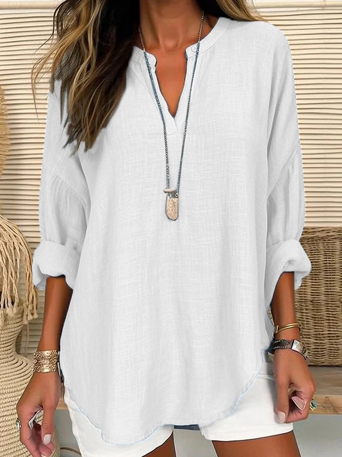 V Neck Casual Loose Shirt