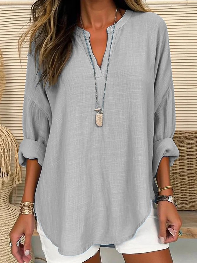 V Neck Casual Loose Shirt