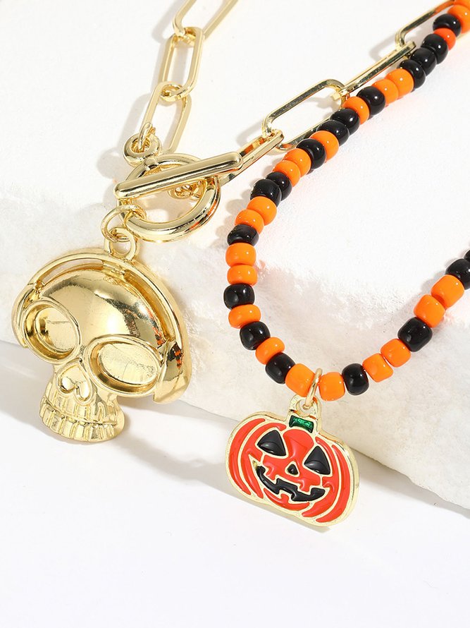 Halloween Skull Pumpkin Spooky Spider Gothic Necklace