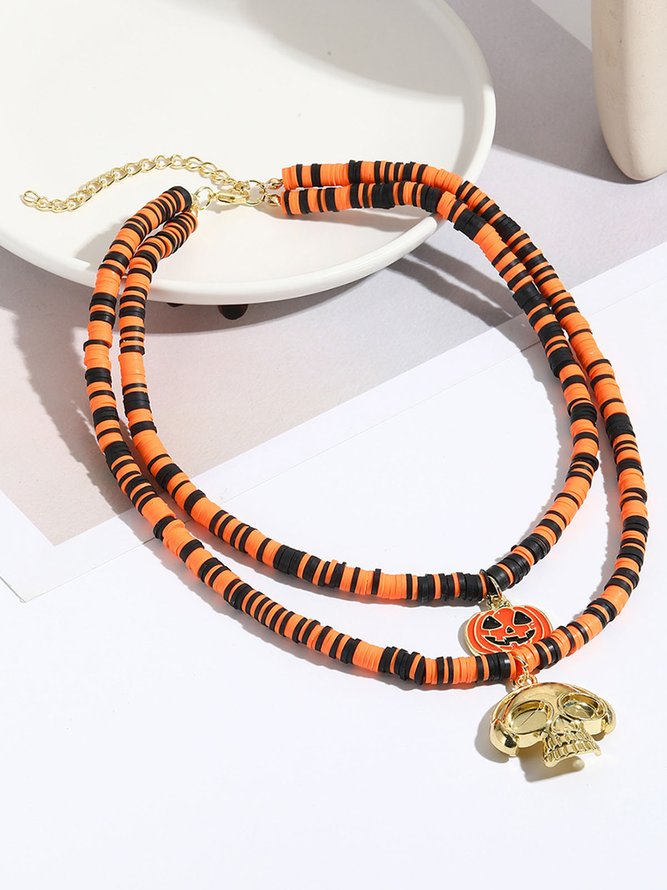 Halloween Skull Pumpkin Spooky Spider Gothic Necklace