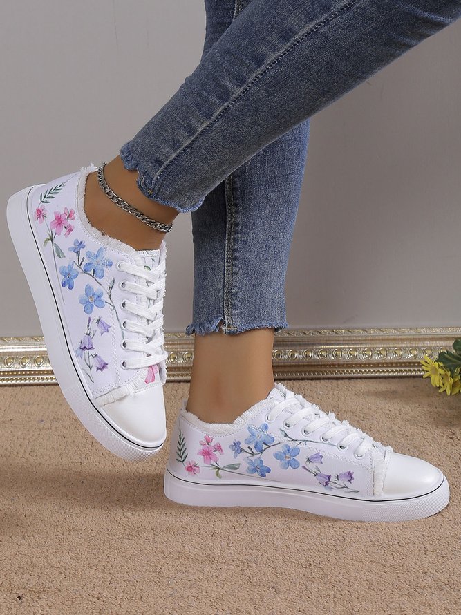 JFN Fashion Floral Ultralight Breathable Sports Canvas Shoes