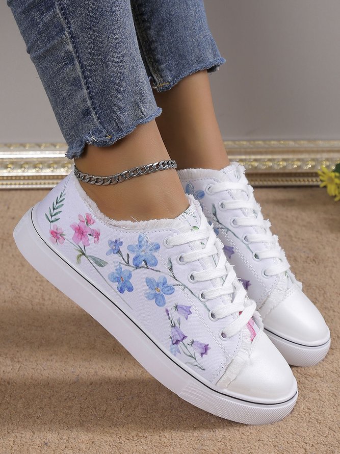 JFN Fashion Floral Ultralight Breathable Sports Canvas Shoes