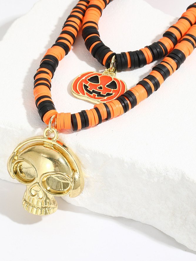 Halloween Skull Pumpkin Spooky Spider Gothic Necklace