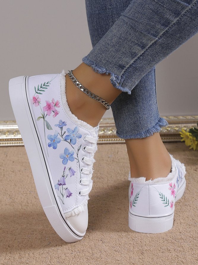 JFN Fashion Floral Ultralight Breathable Sports Canvas Shoes