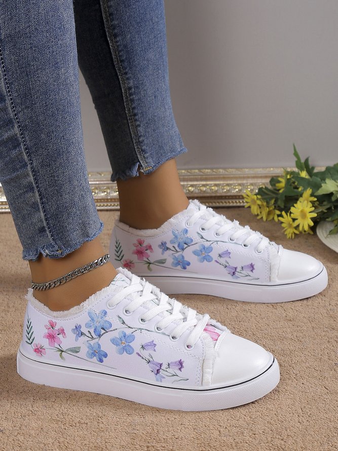 JFN Fashion Floral Ultralight Breathable Sports Canvas Shoes