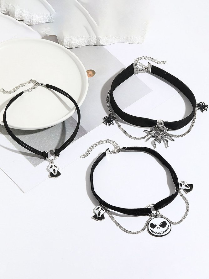Halloween Skull Pumpkin Spooky Spider Gothic Necklace