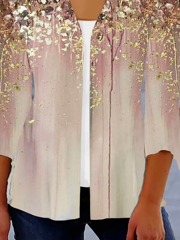 V Neck Casual Abstract Print Kimono