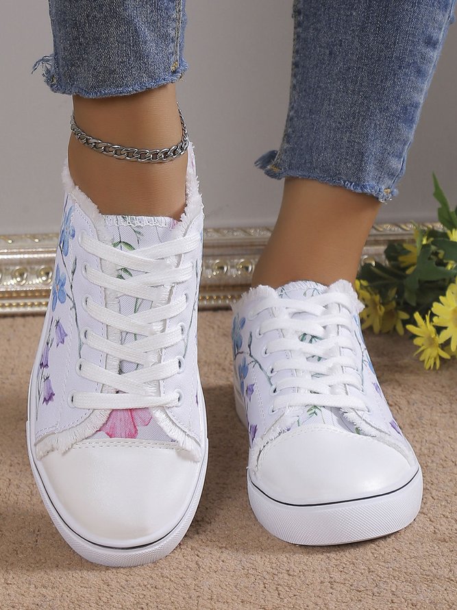 JFN Fashion Floral Ultralight Breathable Sports Canvas Shoes