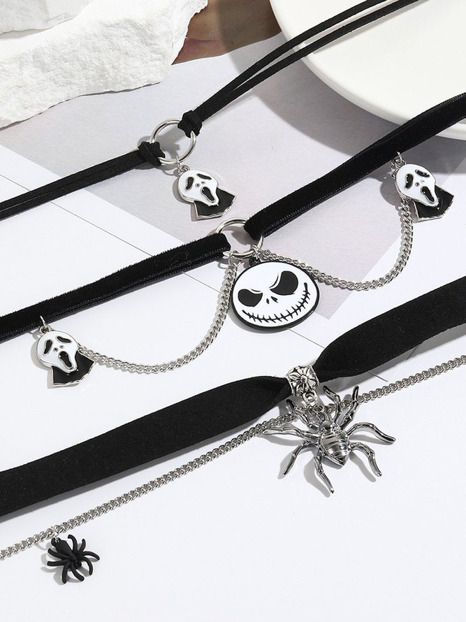 Halloween Skull Pumpkin Spooky Spider Gothic Necklace