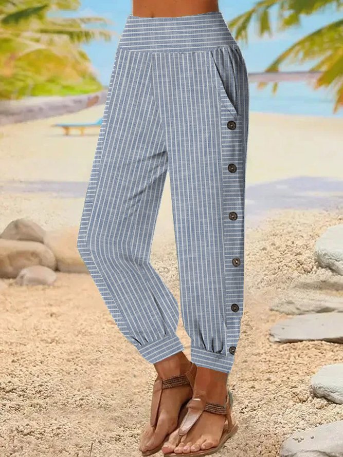 Buckle Loose Casual Pants