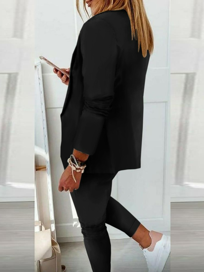 Casual Shawl Collar Regular Fit Two-Piece Set