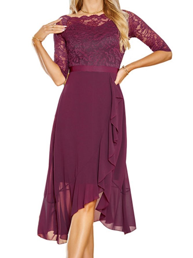 Party Crew Neck Lace Lace Wedding Dress