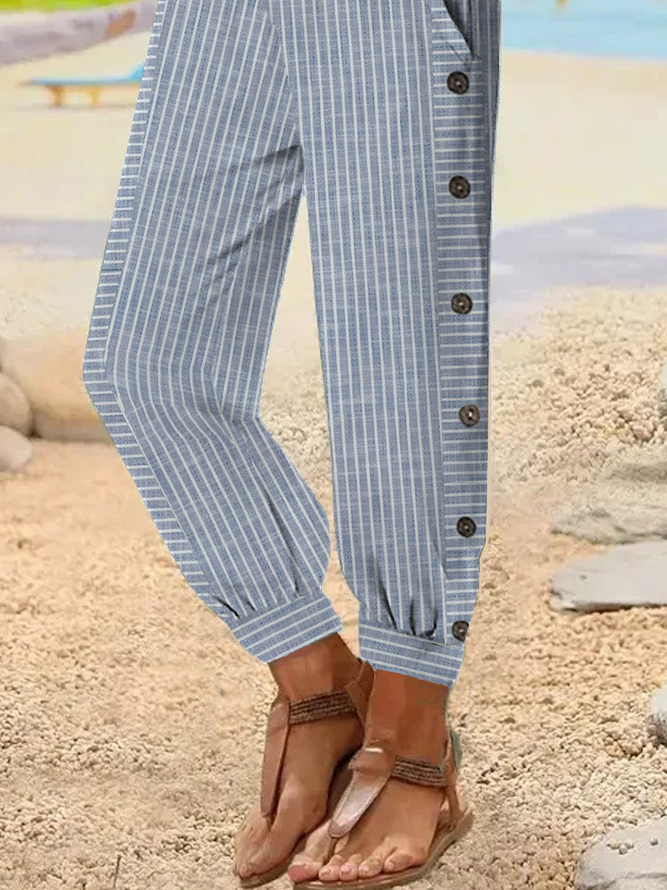 Buckle Loose Casual Pants
